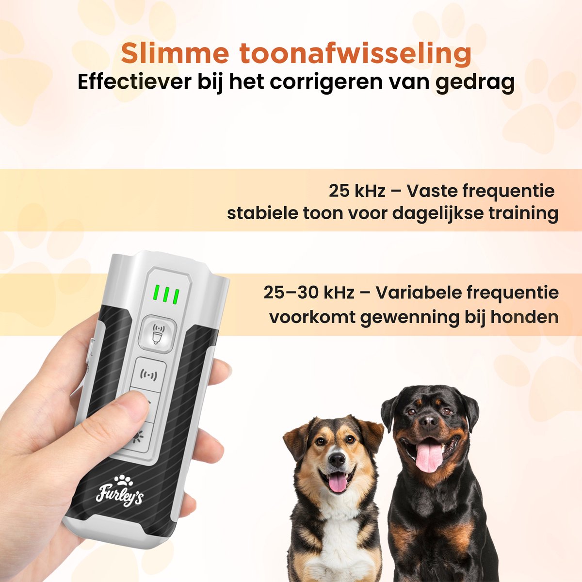 Furley’s Anti Blaf Apparaat - Diervriendelijk Alternatief voor Anti Blafband - 4-in-1 Ultrasoon Hondentrainer - Zonder Schok - Geluid, Ultrasoon & LED - USB-C Oplaadbaar - Voor Kleine & Grote Honden - Bereik 7m