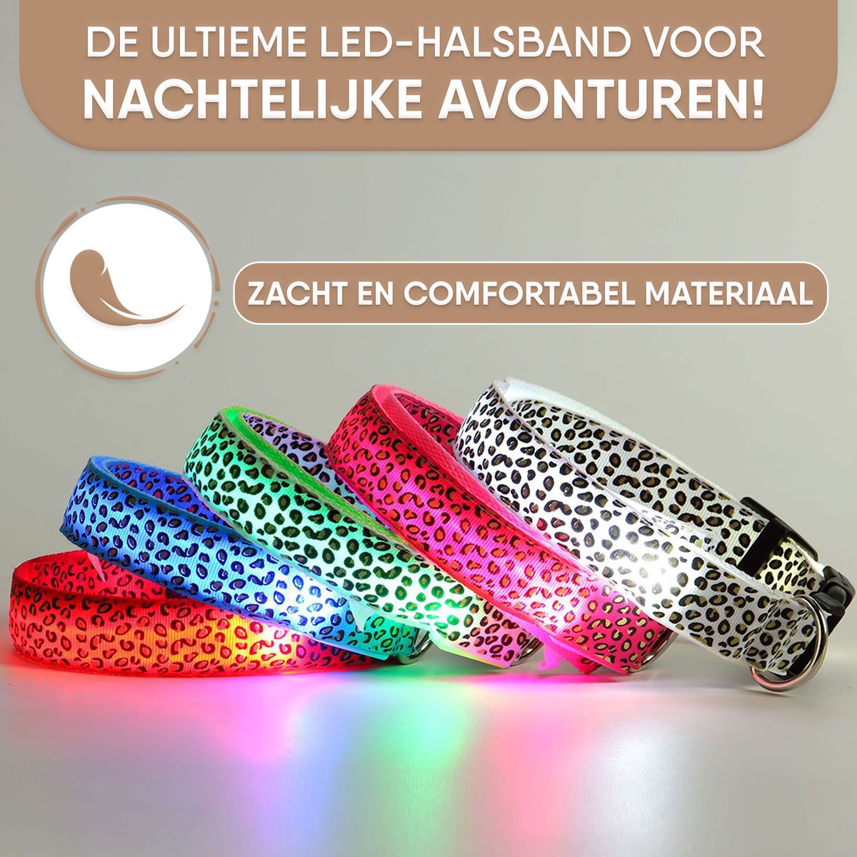 Furley’s Lichtgevende LED Hondenhalsband - 3 Lichtstanden