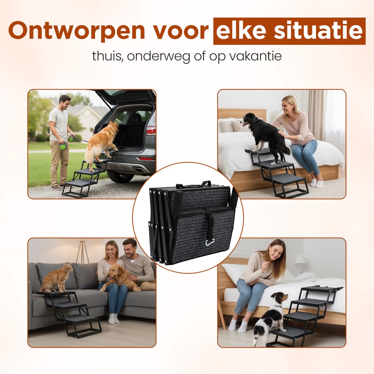 Furley's Opvouwbare Hondentrap - Inklapbare Loopplank & Hondentrap voor Auto - Antislip & Veilig - Aluminium - 160 cm - 70 kg Draagkracht - Voor Grote & Kleine Honden