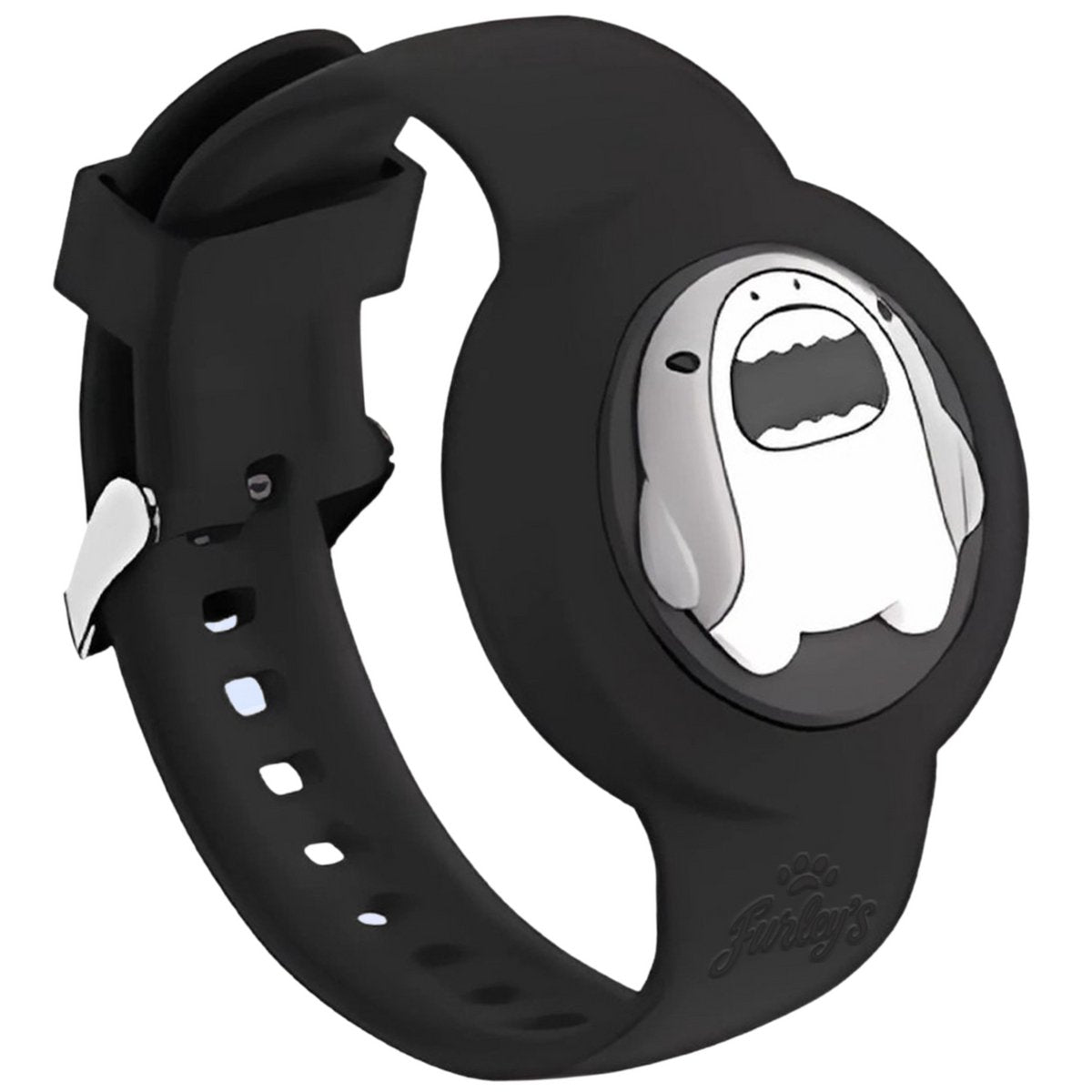 Furley’s Waterdichte Armband voor Kinderen - Zwarte Haai - Geschikt voor Apple AirTag - Verstelbare Siliconen Band - Veilig & Comfortabel