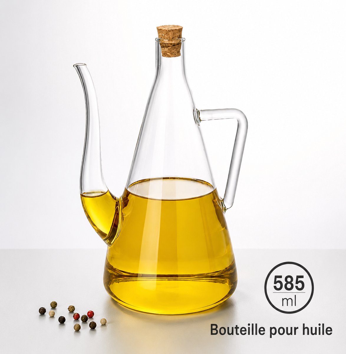 Glozini Azijn/Olie fles - Pyramide - Glas - 585ml - Olijfolie en Tafelazijn
