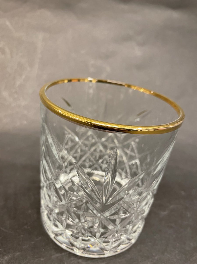 Glozini Tumbler Glasses with Gold Rim - Set of 6 - Water Glass - Whiskey Glass 