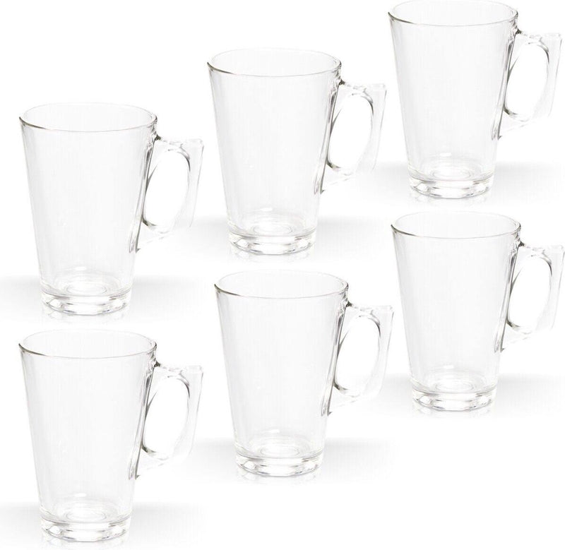 Glozini Tea Glass Set Rome - Tea Glass - Tea Cups - Set of 6 - Tea Glasses with Ear/Handle 