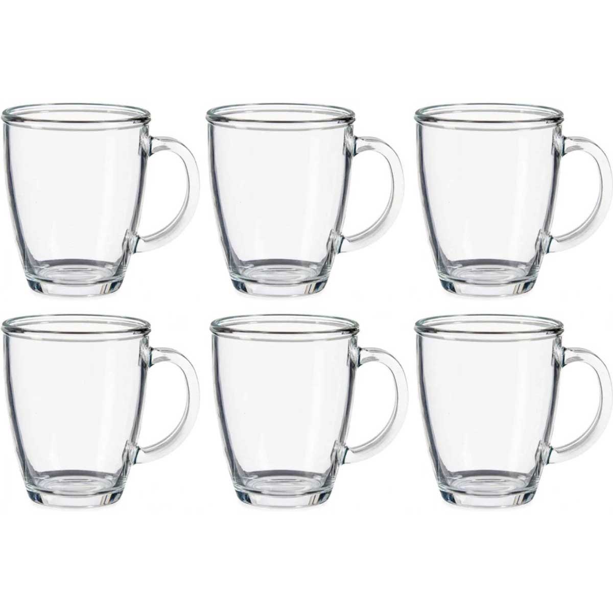 Glozini Tea Glasses with Handle - Set of 6 - 370ml - Tea Glass - Tea Cups - Tea Glass