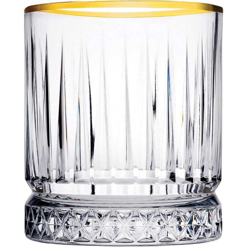 Glozini Tumbler Glasses with Gold Rim - Set of 4 - Water Glass - Whiskey Glass 