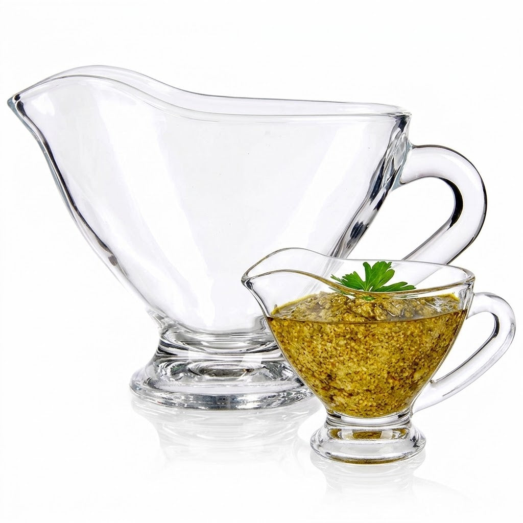 Glozini Hanoi - Juskom - Set van 2 - Jus Kom - Sauskom - Sauskan - Saus Schenkkan - Saus Schenker - Saucière - Jusbootje - Glas - 220ml