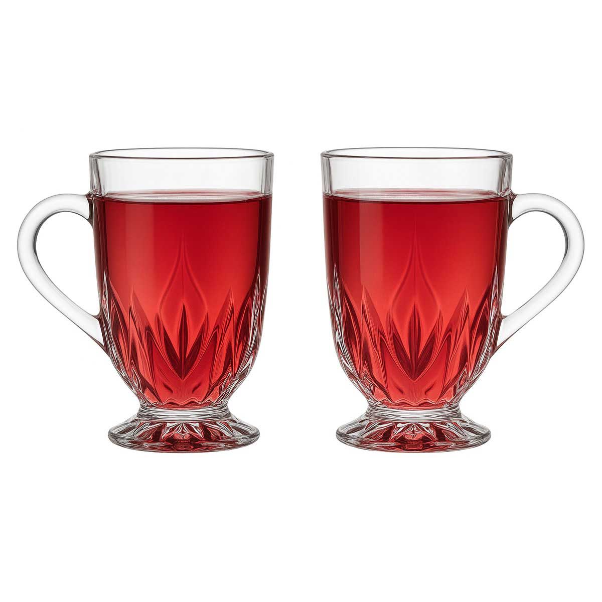 Glozini Hanoi - Theeglazen Set - 6 Stuks - 310ml - Theeglas - Theekopjes - Theeglazen met Oor/Handvat