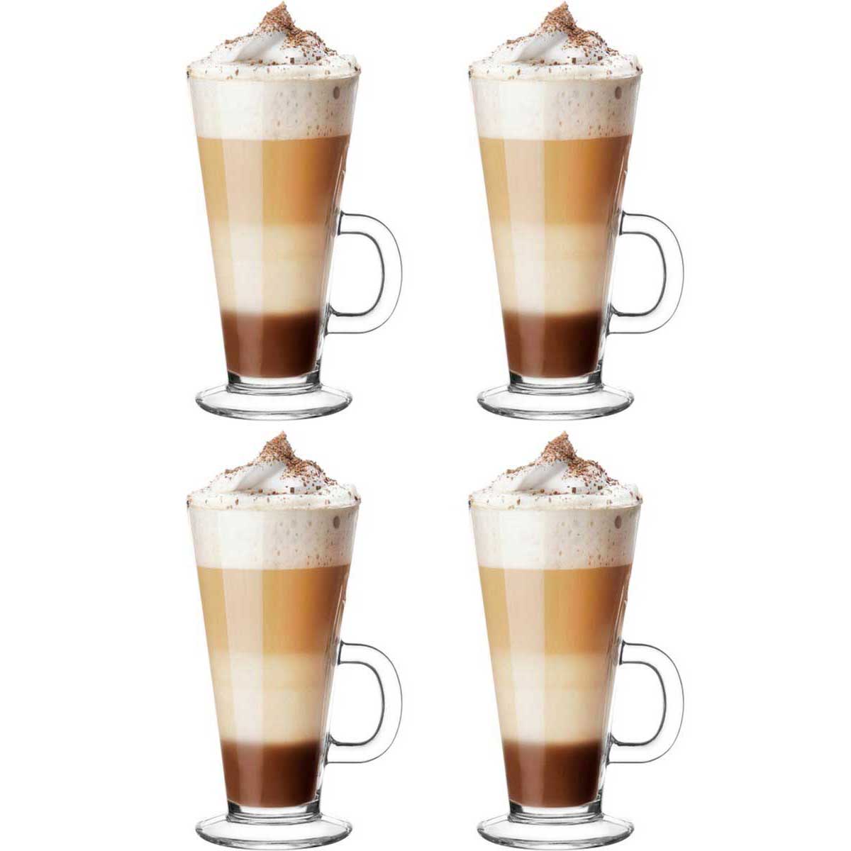 Glozini Lima - Latte Macchiato Glazen Met Handvat - 290ml - Set van 4 - Irish Coffee Glazen - Koffieglazen