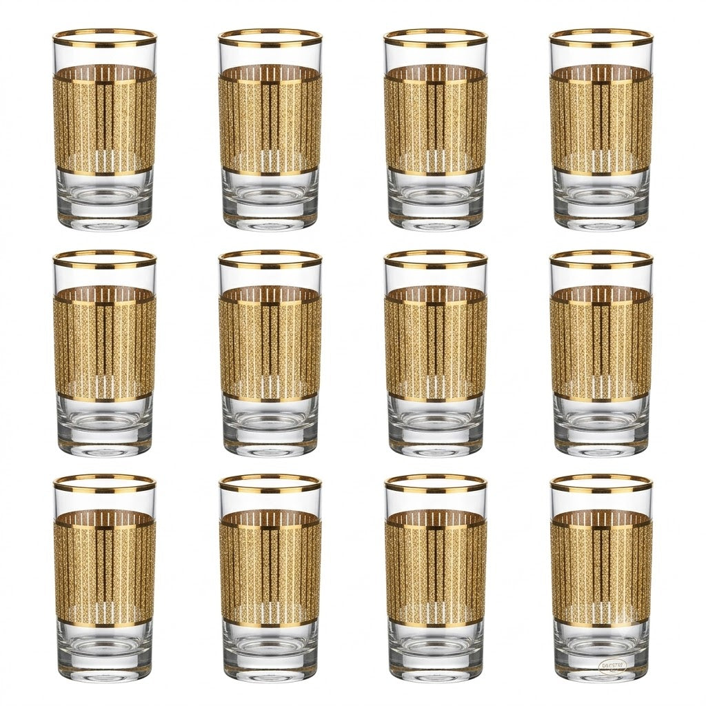 Glozini Marokkaanse Theeglazen - Goud - Set van 12 Glazen - 180ml - Thee & Koffieglazen