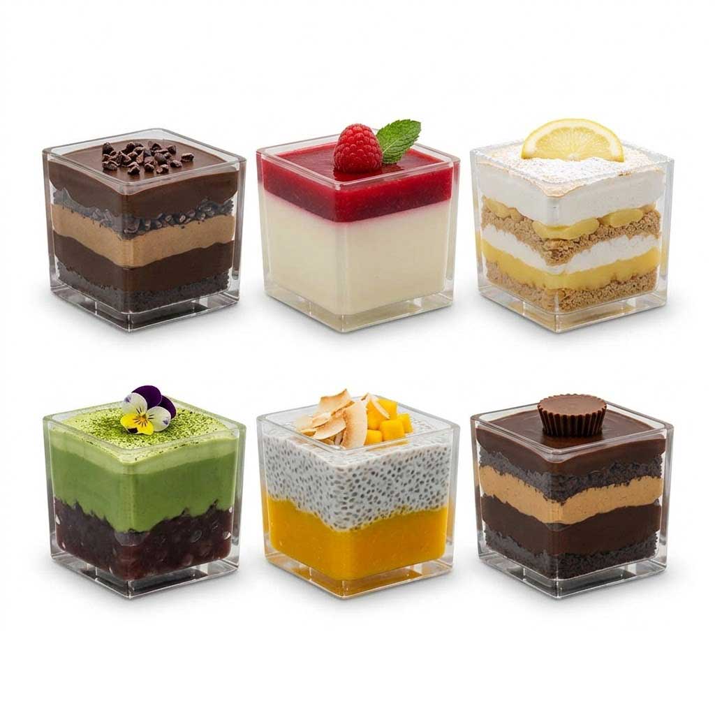 Glozini Quadra - IJscoupes - Dessertkommen - 8cm - Set van 6