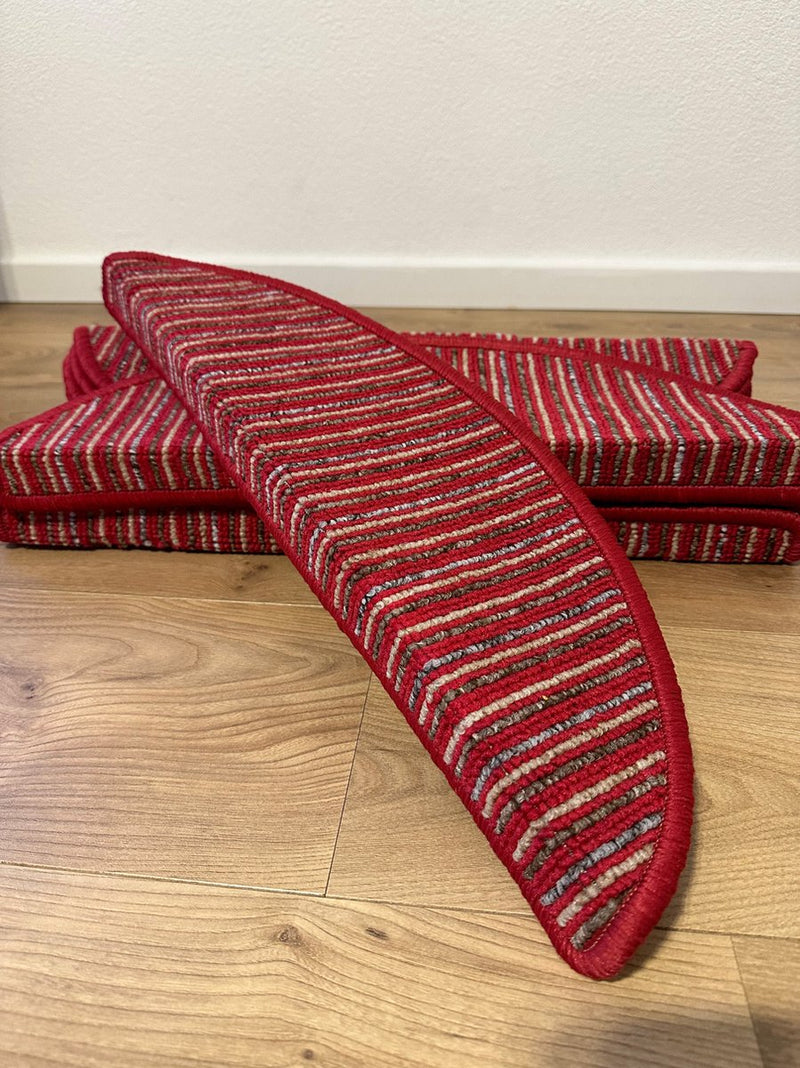 Halbmonde für Treppen – Rot bunt gestreift – 15 Stück – 56 x 17 cm – Stufenmatten – Stufenmatten-Set