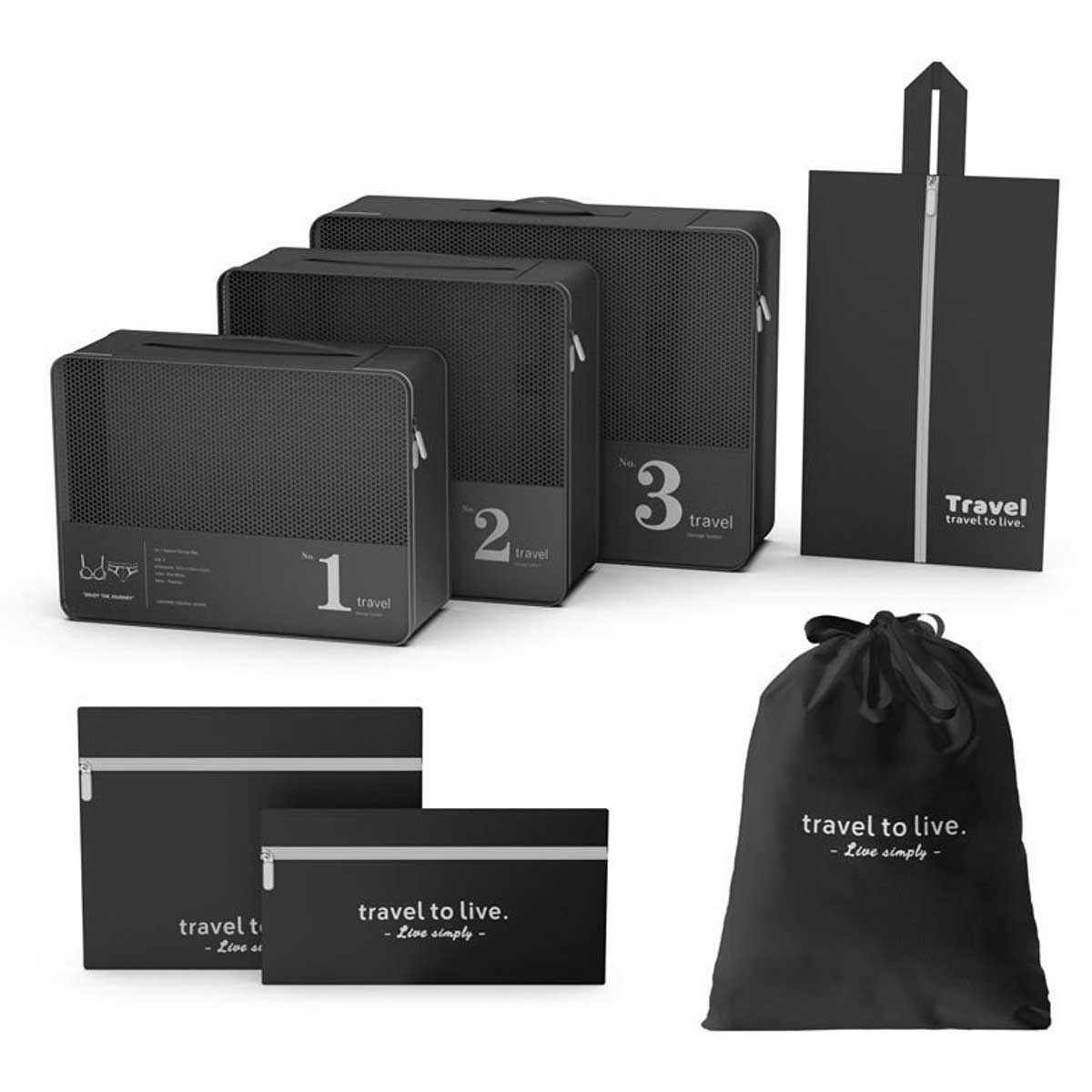 Hauskraft Packing Cube - 7-delig - Zwart - Koffer Organizer Set - Backpack en Koffer - Travel Cubes