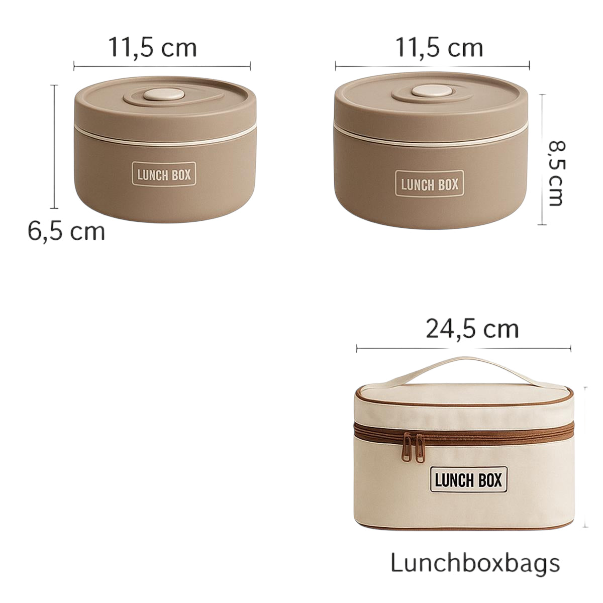 Hauskraft Thermische Lunchbox Set – 5-delig - RVS – Lekvrij & Isolerend – Bruin