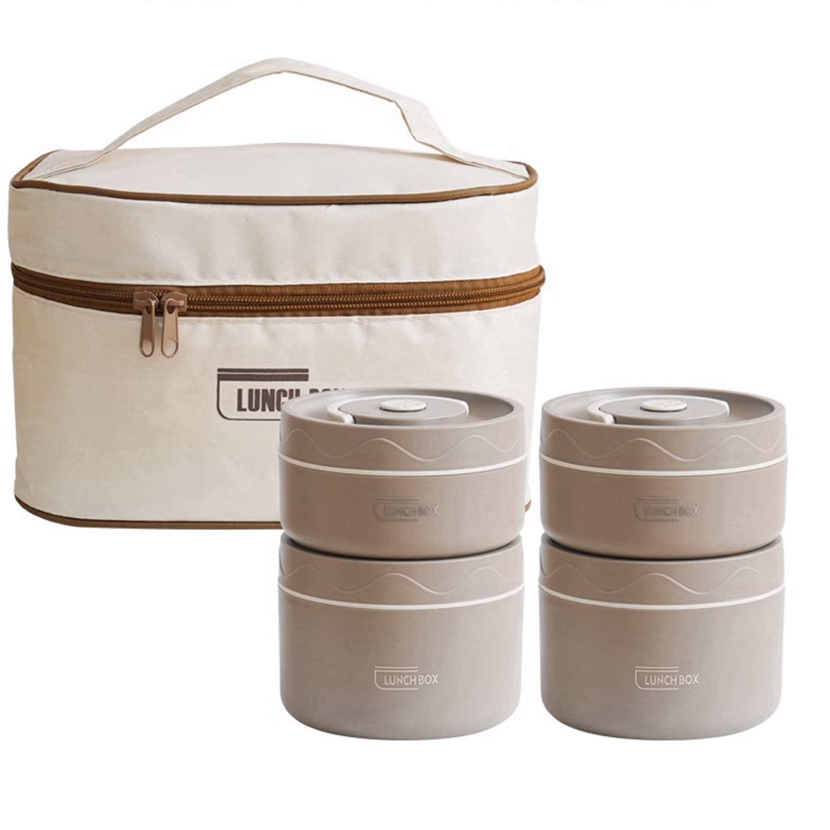Hauskraft Thermische Lunchbox Set – 5-delig - RVS – Lekvrij & Isolerend – Bruin