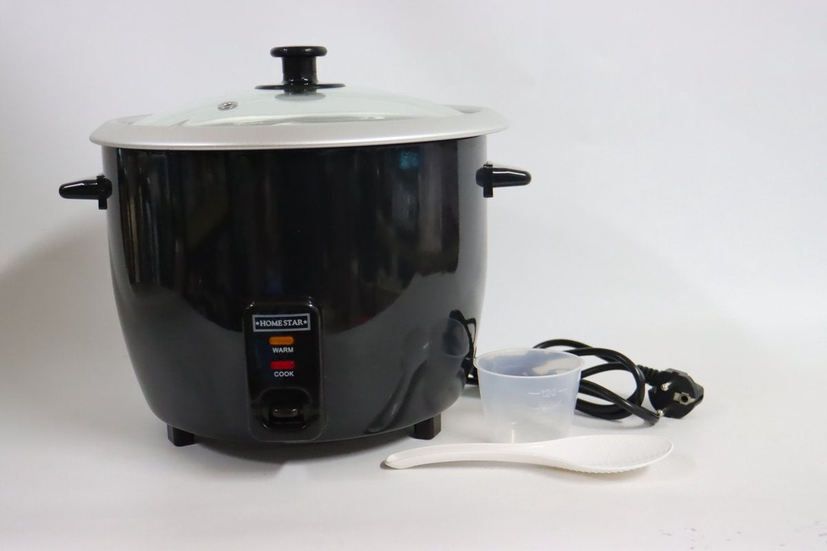 HomeStar Rice Cooker - 2.2 Liters - Removable Inner Pan and Keep Warm Function - Black