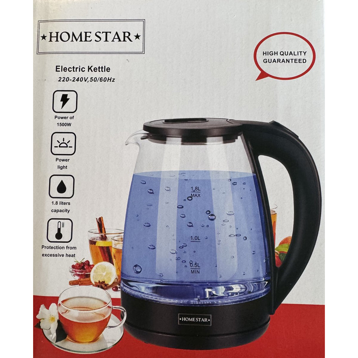 Homestar Waterkoker 1.8 Liter - 1500W - Zwart