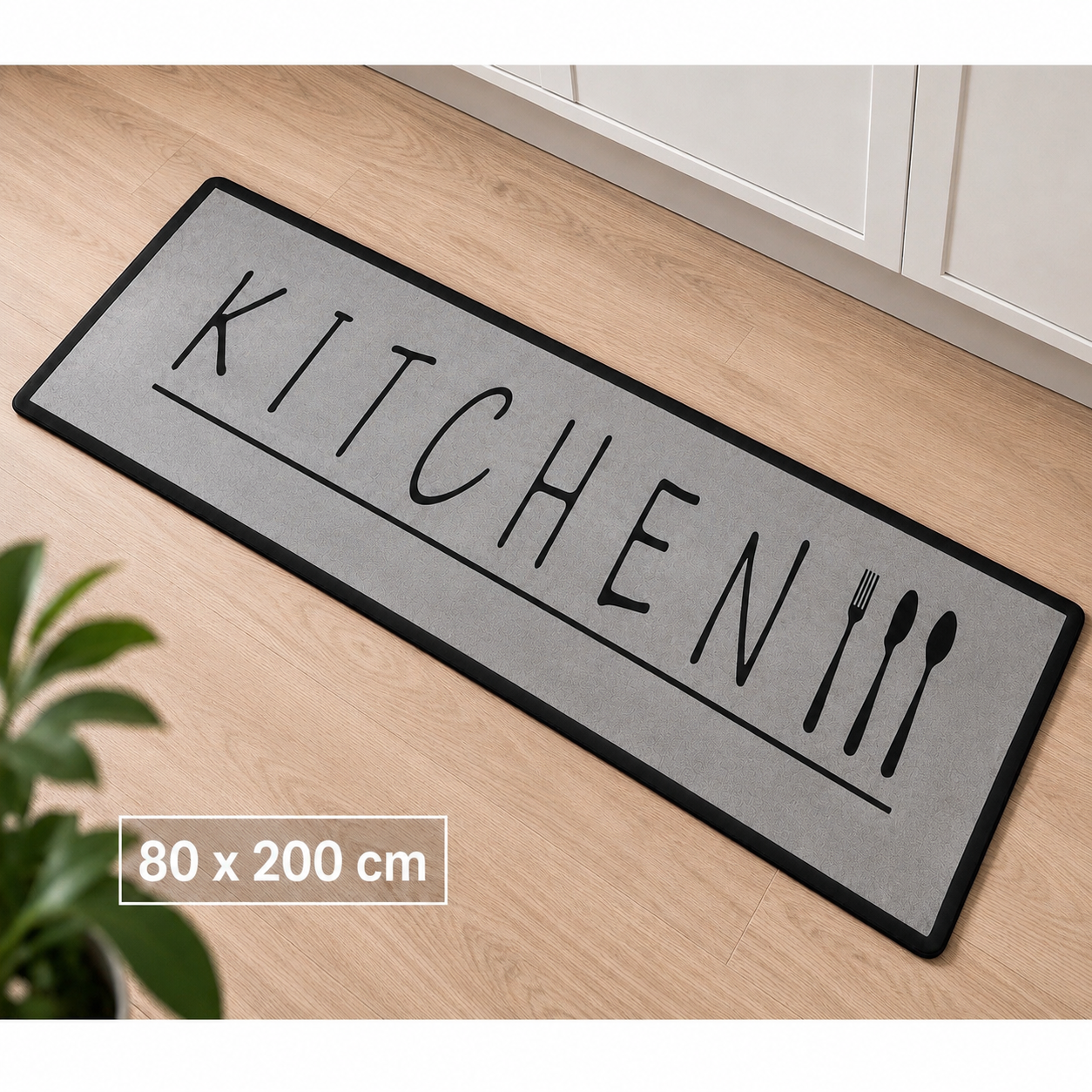 Kadirelli Keukenloper Kitchen - Grijs - 80x200 cm - Vloerkleden - Keuken Tapijt - Keukenmat - Loper Tapijt - Loper Vloerkleed