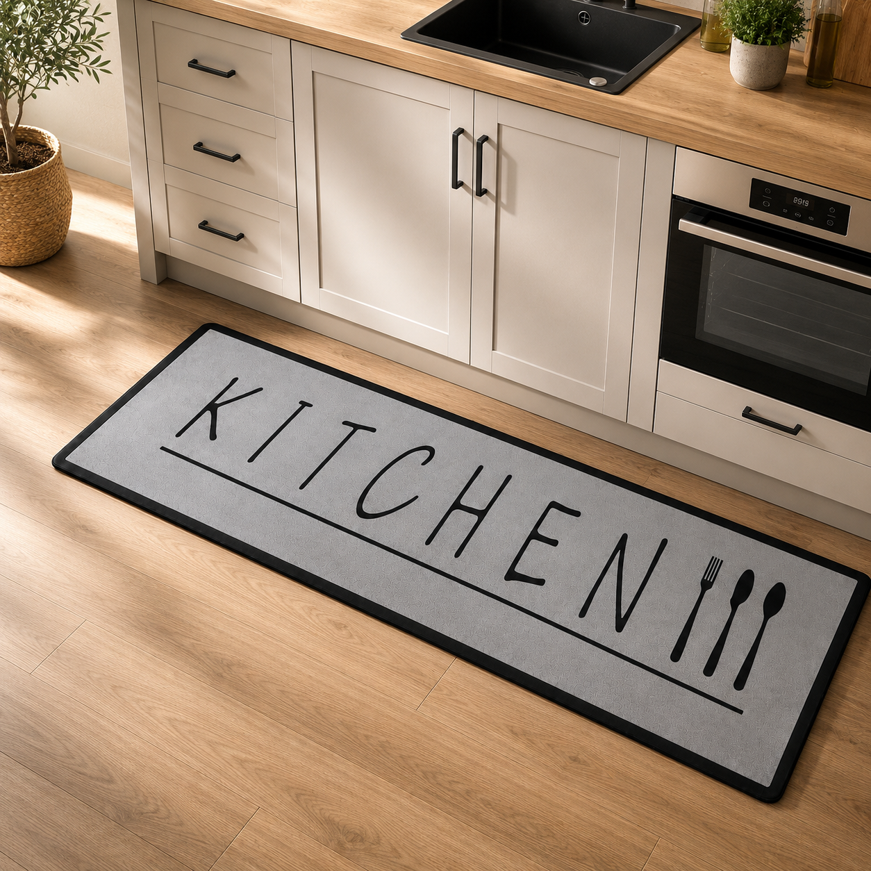 Kadirelli Keukenloper Kitchen - Grijs - 80x200 cm - Vloerkleden - Keuken Tapijt - Keukenmat - Loper Tapijt - Loper Vloerkleed