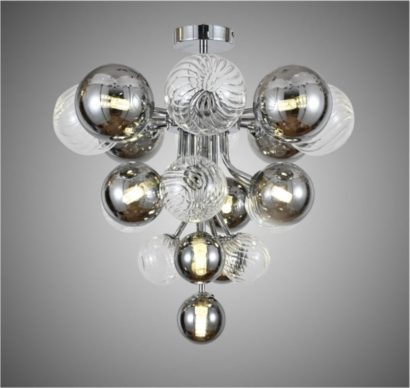 Industrial Ceiling Lamp - 10x G9 - 40W - Chandelier - Hanging Lamp - Luxury Chrome Smoked Clear Lamp