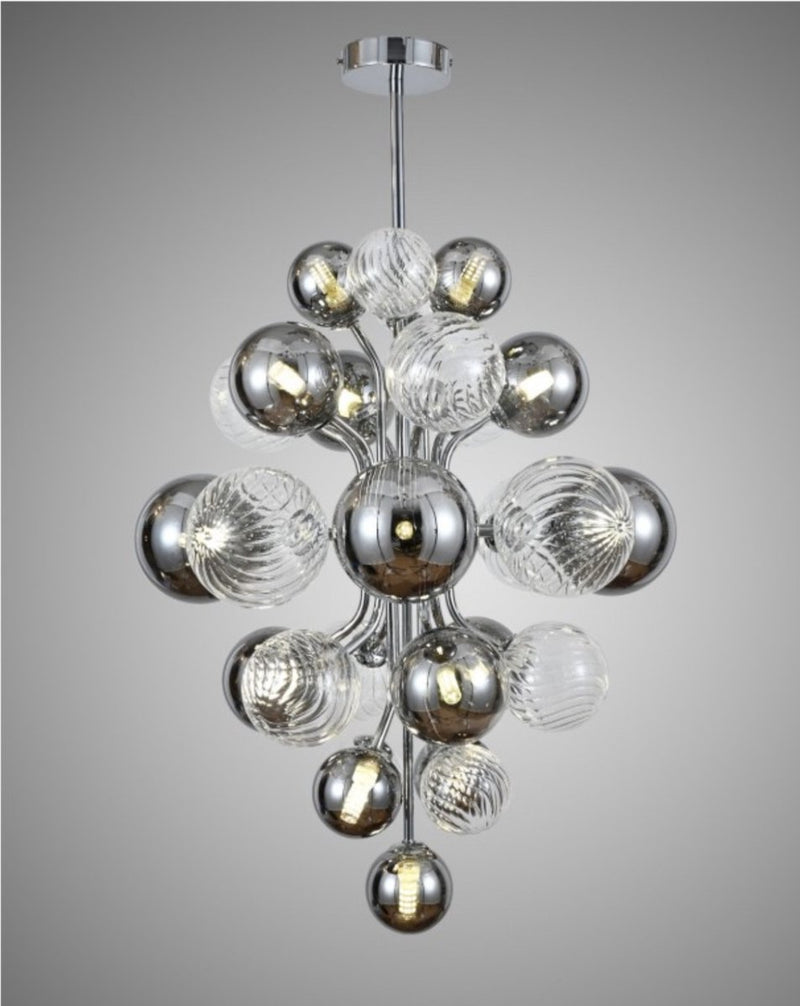Industrial Ceiling Lamp - 15x G9 - 40W - Chandelier - Hanging Lamp - Luxury Chrome Smoked Clear Lamp
