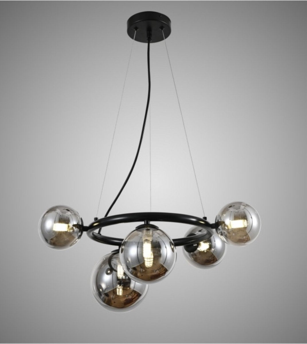 Kadirelli Industrial Ceiling Lamp - 5x G9 - 40W - Chandelier - Hanging Lamp - Luxury Black Smoked lamp