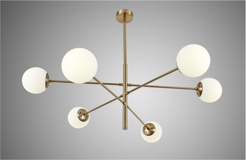 Industrielle Deckenlampe – 6x E14 – 40 W – Kronleuchter – Hängelampe – Luxus-Goldlampe