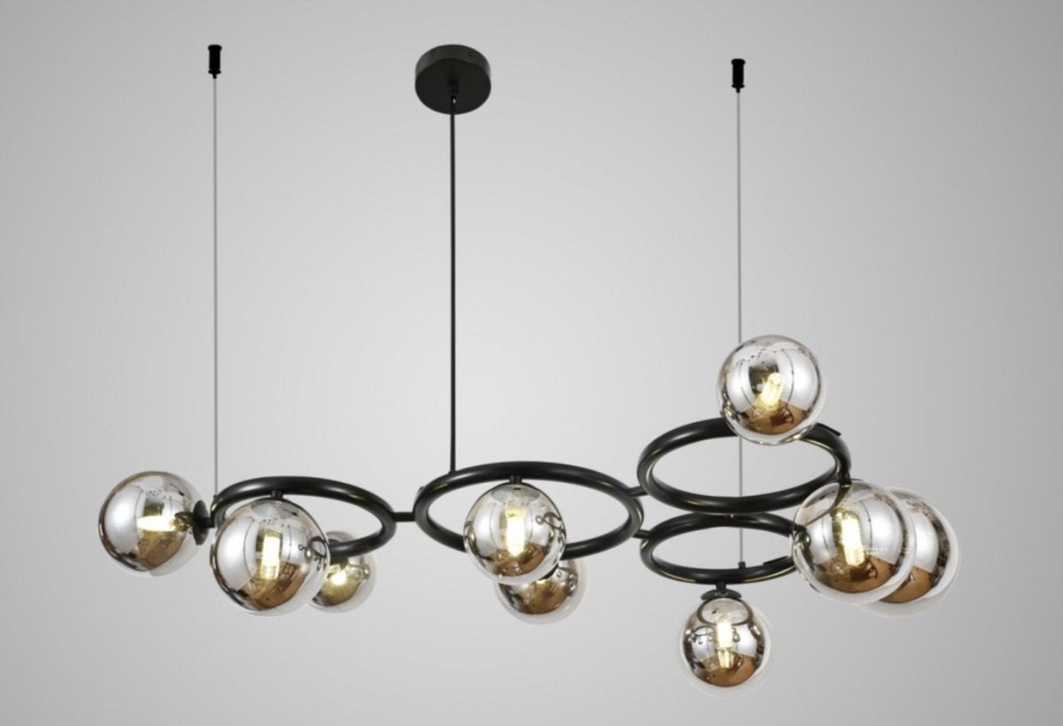 Kadirelli Industrial Ceiling Lamp - 9x G9 - 40W - Chandelier - Hanging Lamp - Luxury Black Smoked lamp