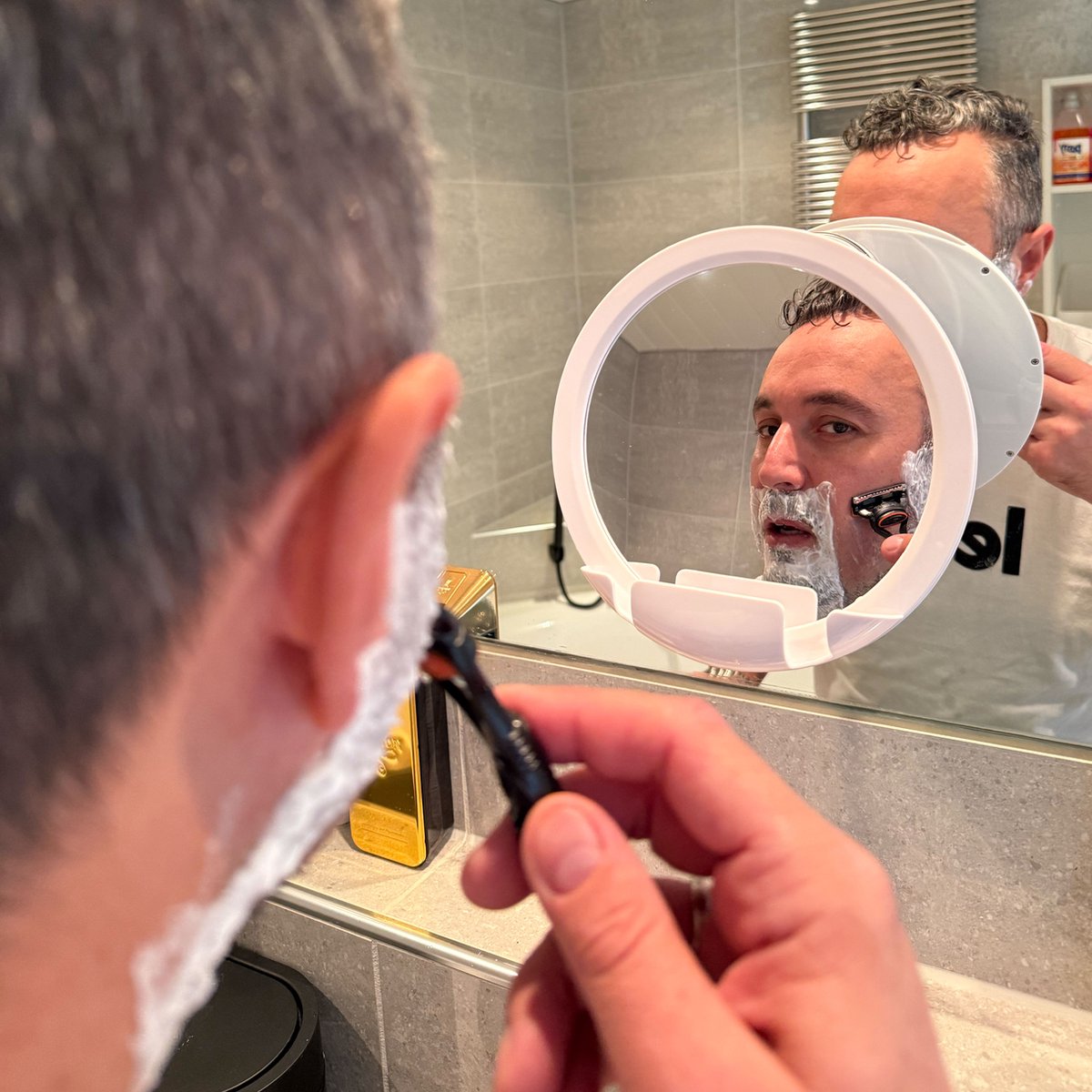 KAIA Douchespiegel - Douche Spiegel Anti-condens met Zuignap, Scheerspiegel - Fogless Shower Mirror - Zwart