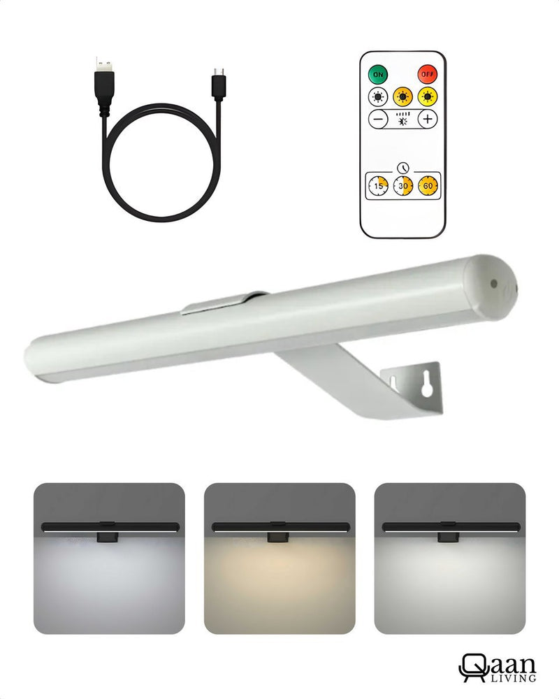 KAIA Oplaadbare Schilderijverlichting - 30cm - Draadloze Wandlamp - Draadloze Schilderijverlichting Oplaadbaar - Touch en remote - Dimbaar LED - Oplaadbare Schilderijlamp Snoerloos - Wit