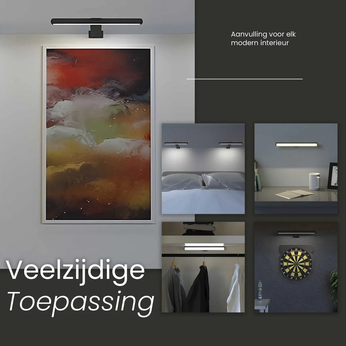 KAIA Oplaadbare Schilderijverlichting - Draadloze Wandlamp Oplaadbaar - Dimbaar LED - Snoerloos