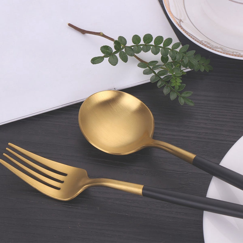 Kadirelli Cutlery set - 24 pieces - Gold / Black - For 6 people 