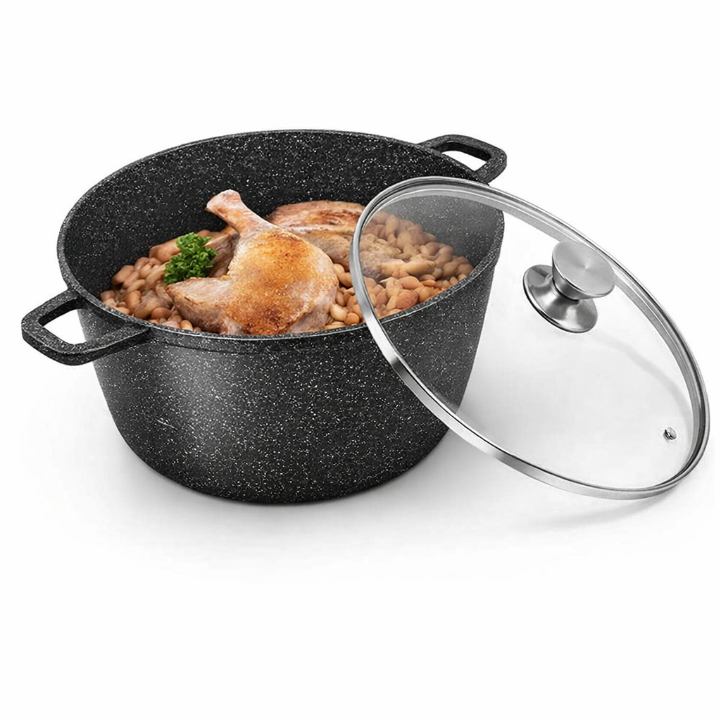 Kadirelli Braadpan - Ø44cm - Zwart - Glazen Deksel - Siliconen Handvat - Inductie