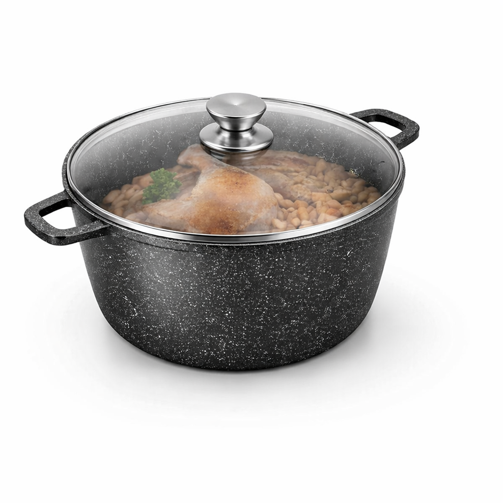 Kadirelli Braadpan - Ø44cm - Zwart - Glazen Deksel - Siliconen Handvat - Inductie