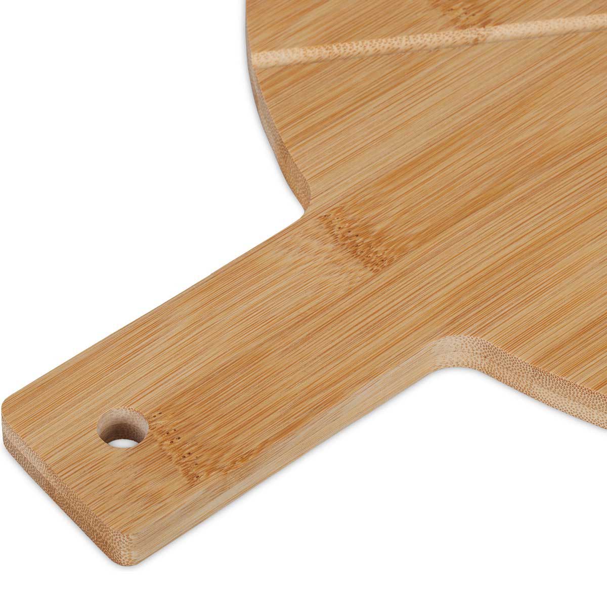 Kadirelli Pizza Board with Pizza Cutter – Bamboo – 34 cm – Serving Board with Handle