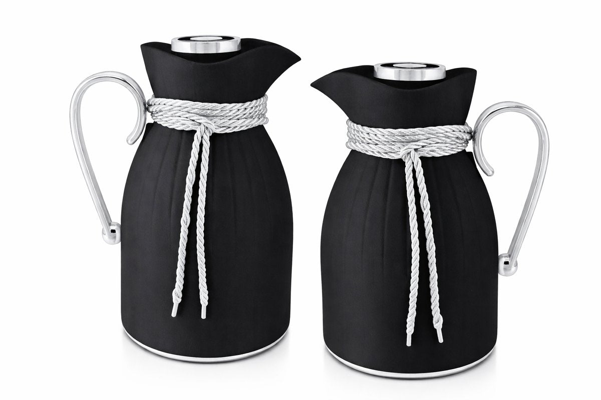 Kadirelli Thermoskan - 1L + 1L - Set van 2 - Zwart/Zilver - RVS Inox - Themosfles