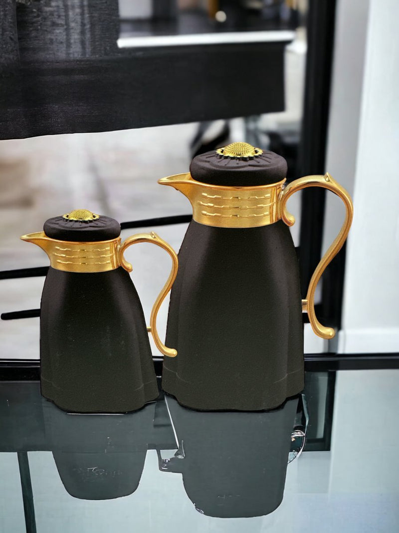 Kadirelli Thermos Set of 2 - 1L + 0.6L - Black/Gold - Stainless Steel Inox - Themos bottle