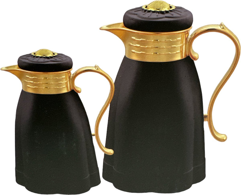 Kadirelli Thermos Set of 2 - 1L + 0.6L - Black/Gold - Stainless Steel Inox - Themos bottle