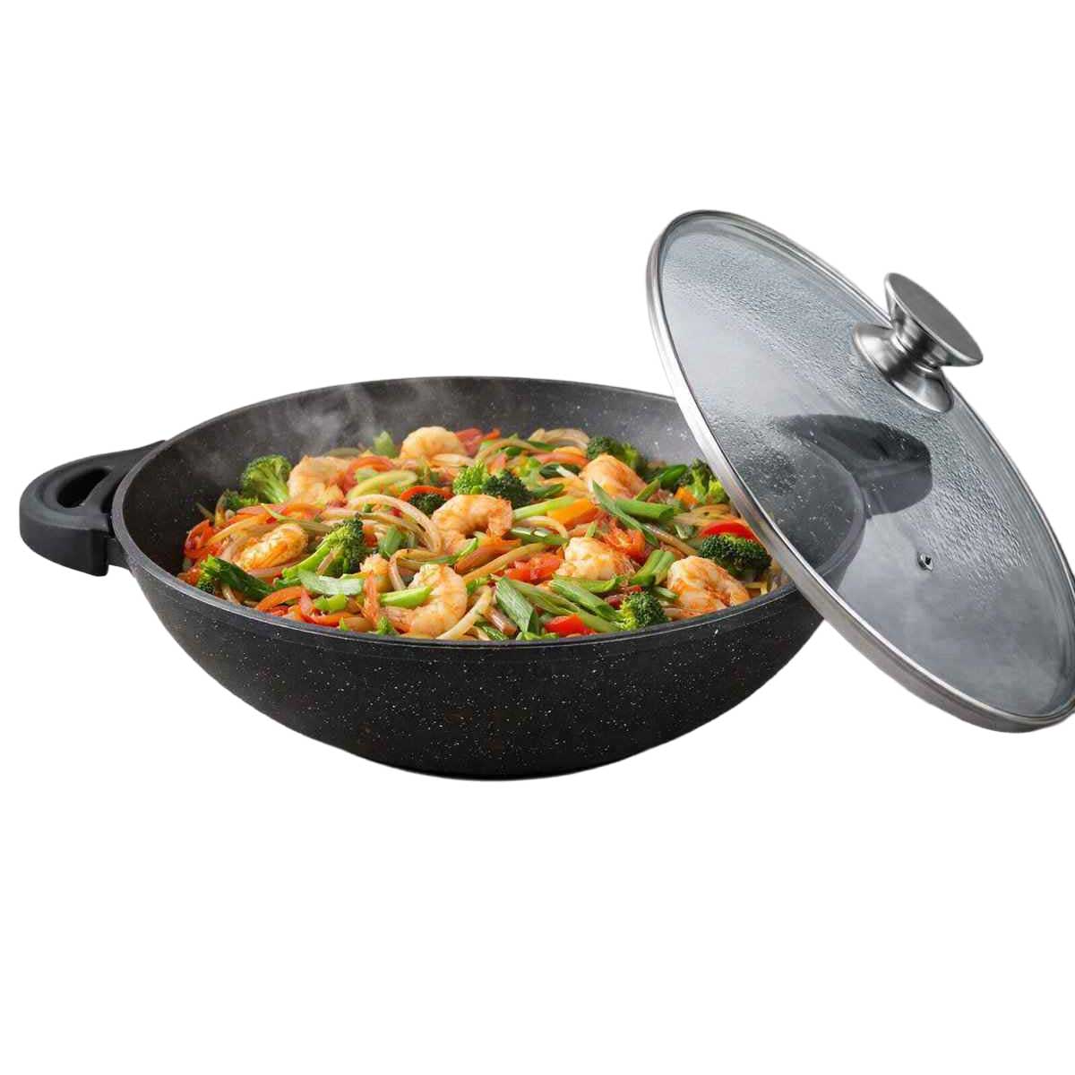 Kadirelli Wokpan met Deksel - 36cm - Zwart - Inductie – productafbeelding 2