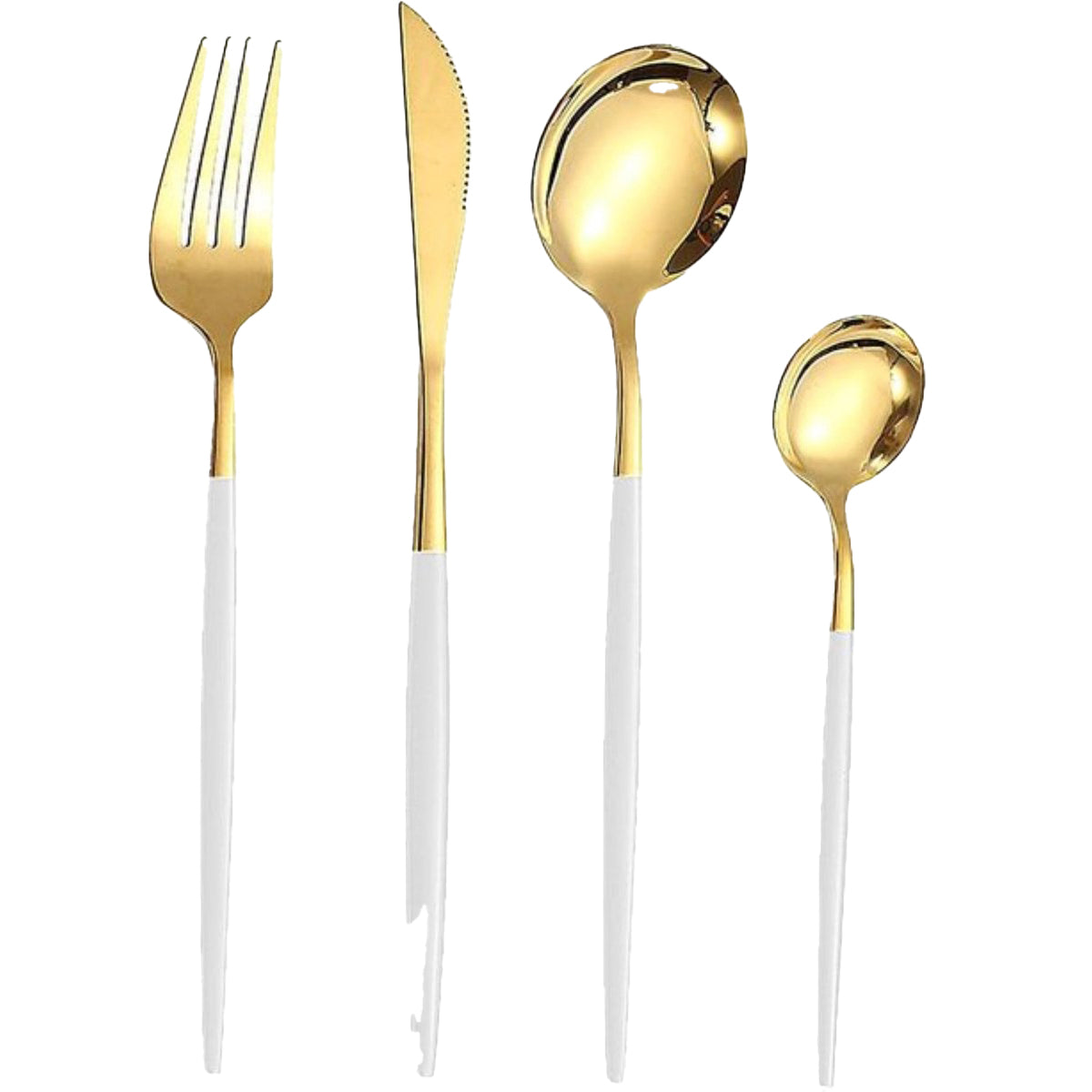 Kadirelli Besteckset - 24-teilig - Gold/Weiß - Für 6 Personen - Edelstahl