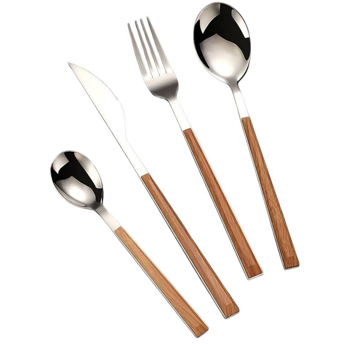 Kadirelli Besteckset - 24-teilig - Holz/Silber - 6 Personen