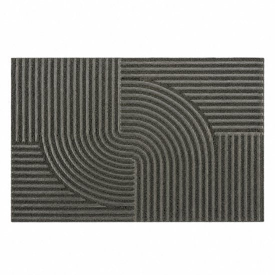 Kadirelli Deurmat Binnen – 60 x 90 cm – Zwart – Geometrisch Reliëf – Antislip en Wasbaar