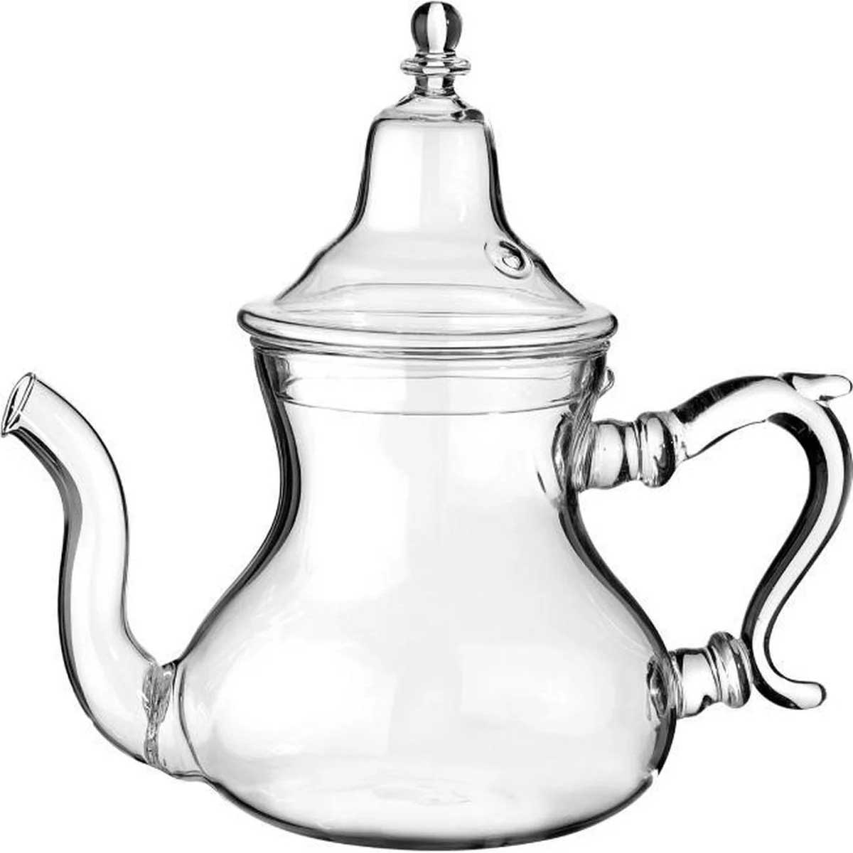 Kadirelli Glazen Theepot met Filter en Theelicht Warmhouder Set - Borosilicaat Glas - RVS Zeef - 0.65ml