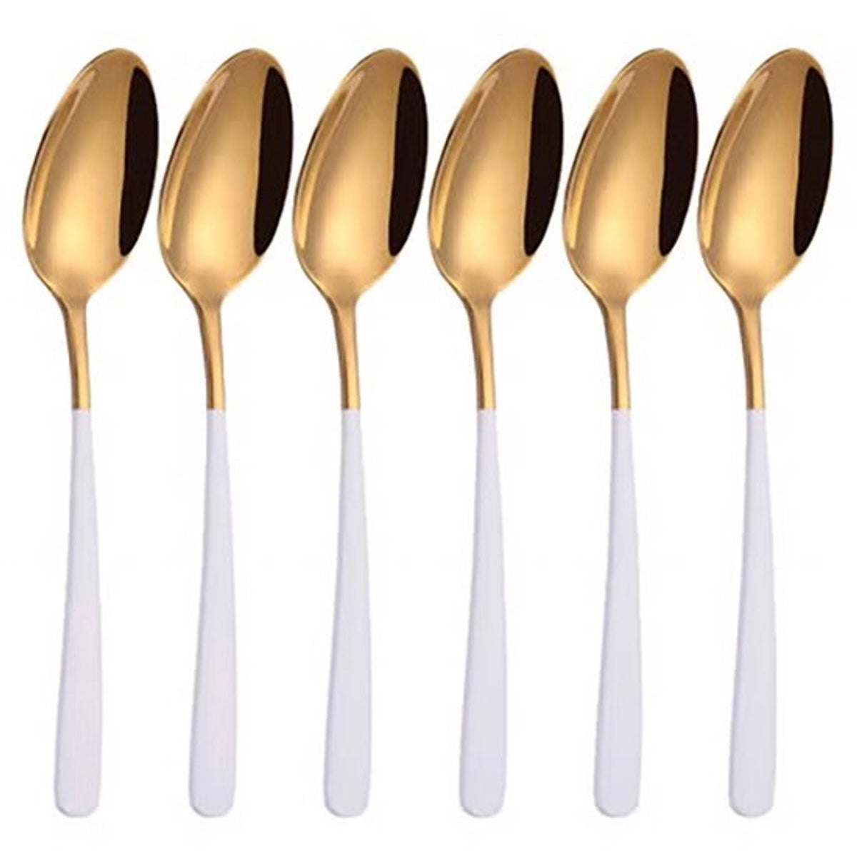 Kadirelli Tafellöffel - 12er Set - Edelstahllöffel - Suppenlöffel - Gold/Weiß 