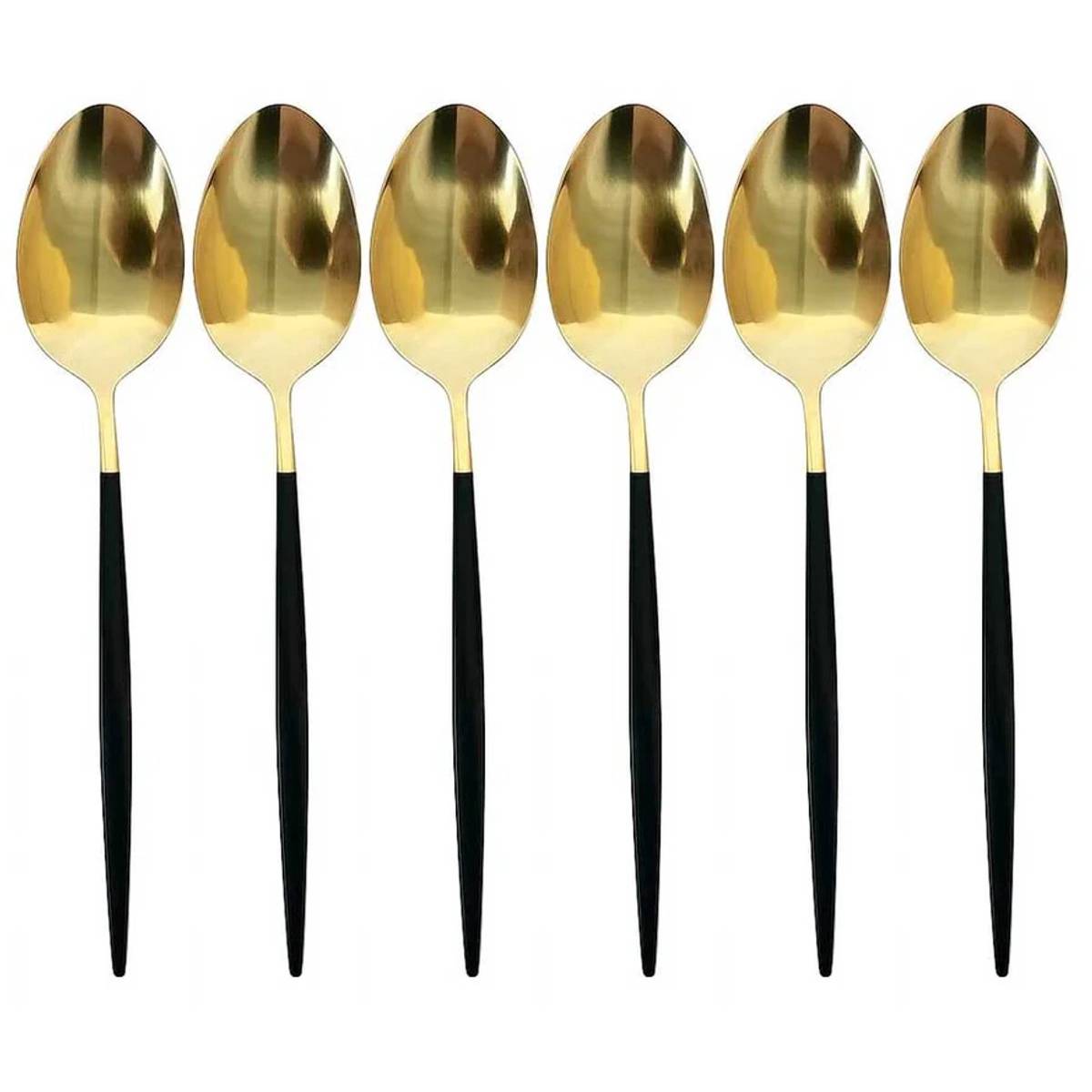 Kadirelli Tafellepel - Set van 12 - RVS lepels - Soeplepels - Goud/Zwart