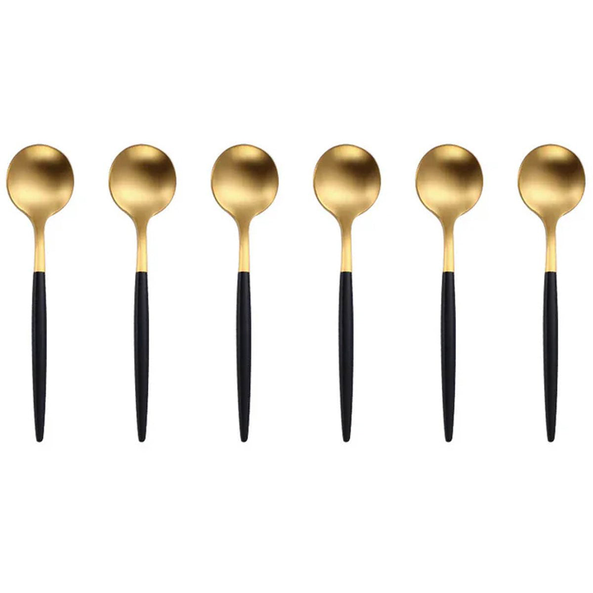 Kadirelli Teelöffel - 12-teilig - Gold/Schwarz - Teelöffel - Dessertlöffel 