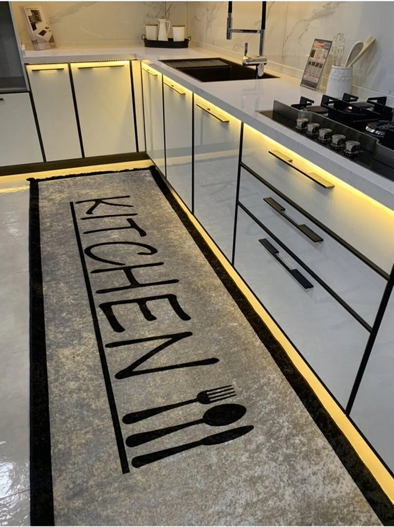 Brillant Küchenläufer Küche 103 – Grau – 80 x 200 cm – Teppiche – Küchenteppich – Küchenmatte – Läuferteppich – Läuferteppich