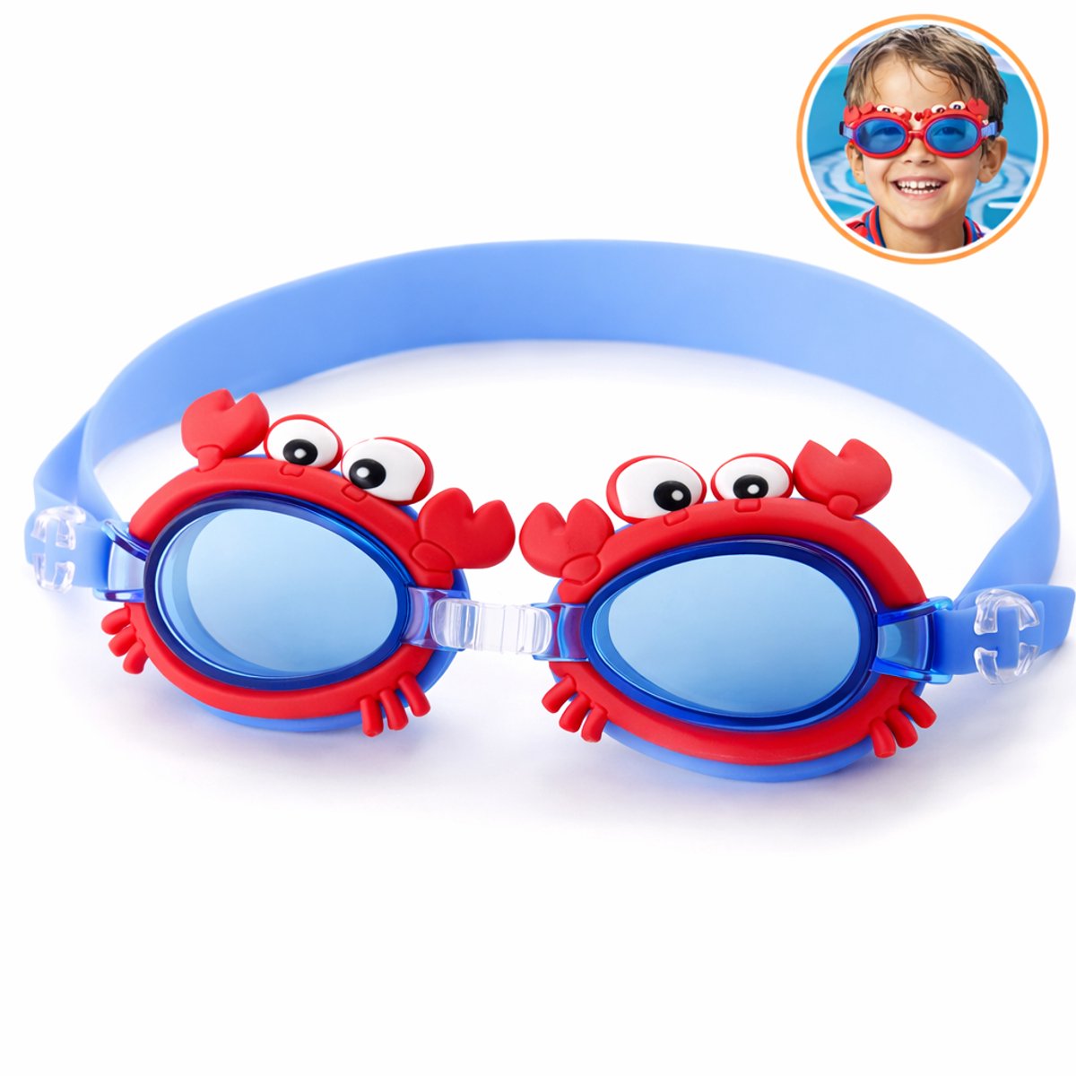 Kinder Zwembril Krab - Zwembril Kind Anti-condens met UV-bescherming - Duikbril voor Kinderen 3-8 jaar