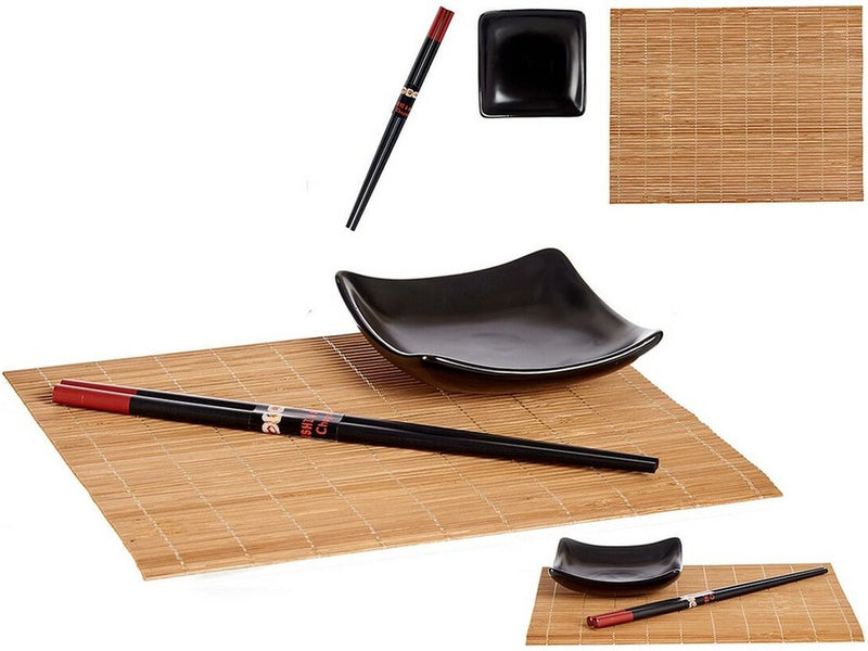 Kinvara Sushi Tableware - Bamboo/Ceramic - Serving Set for 2 Persons - 6-piece
