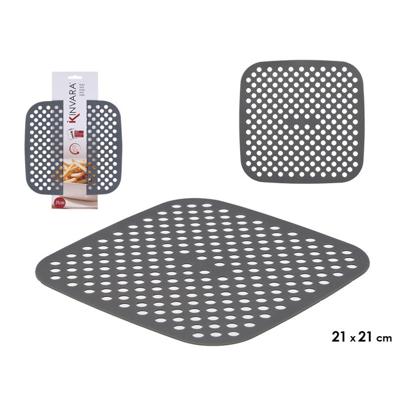 Kinvara Airfryer Bak Mat - Vierkant - 21x21cm - Set van 2 - Siliconen - Bakpapier Aifryer - Herbruikbaar - Anti Aanbakmat - Luchtfriteuse