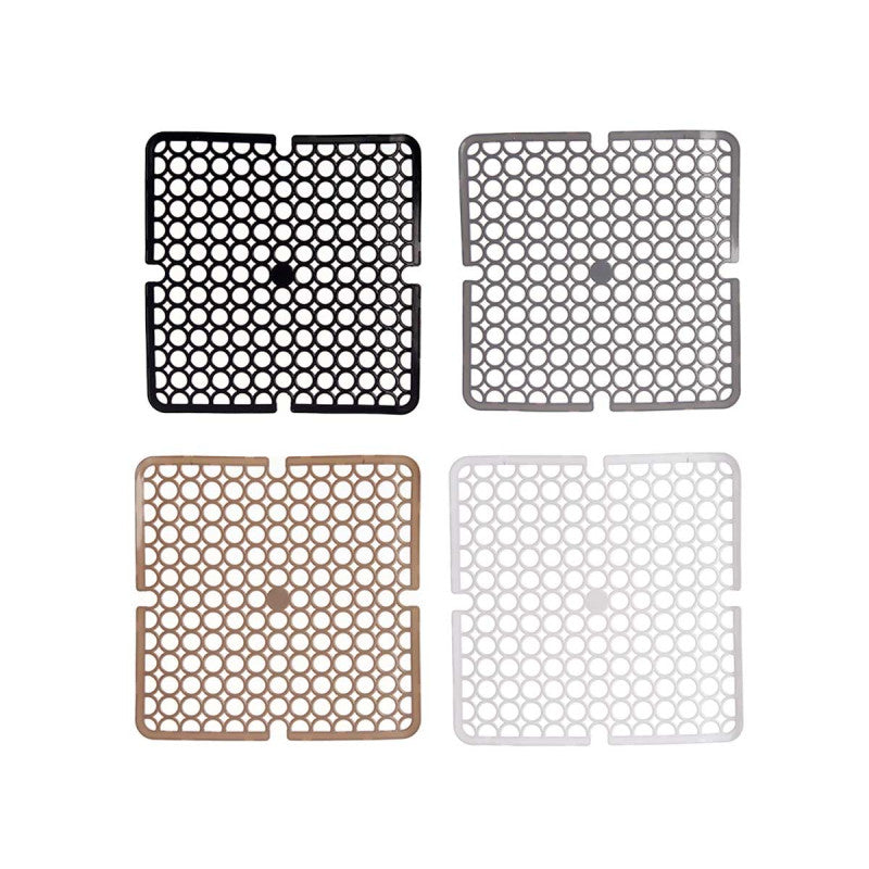 Kinvara Gootsteenmat - Vierkant - 29 cm - Set van 4 - Wit, Grijs, Zwart, Beige - Spoelbakmat - Spoelmat - Spoelbakbescherming - Spatbescherming